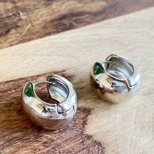 NEW Rhodium Filled Small Chunky Hoops Earrings